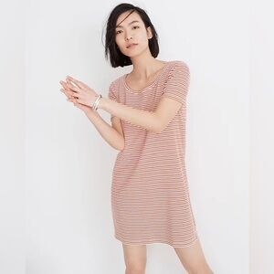 Madewell Swingy Tee Dress in Cloud Lining Bikini Stripe Cotton Modal Sz. Small